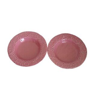 Bordallo Pinheiro Pink Leaves 9" Salad or Fruit Bowls, set of 2